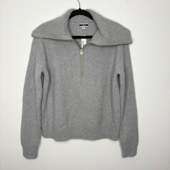 J Crew Size M Sweater 100% Cashmere Half Zip NEW Chunky Old Money Quiet Luxury - Picture 1 of 10